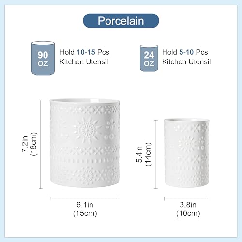 7.2"+5.4" Ceramic Utensil Holder Set of 2 (2 Count)
