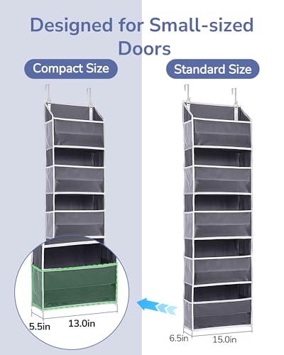 1 Pack Compact Size Over Door Organizer Slim Door Storage for Small (Dark Grey / 1 Pack-Compact)