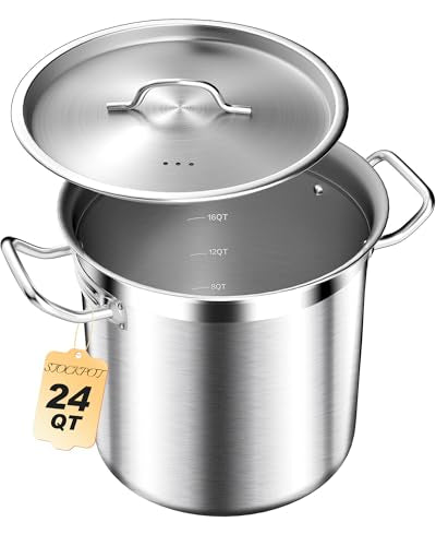 Stainless Steel Stock Pot with Lid (24 Quarts)