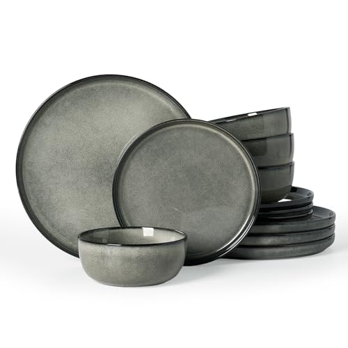 Milkyway 12 Piece Stoneware Dinnerware Set (Greenish Brown / Service for 4 (Standard Dinner Set))