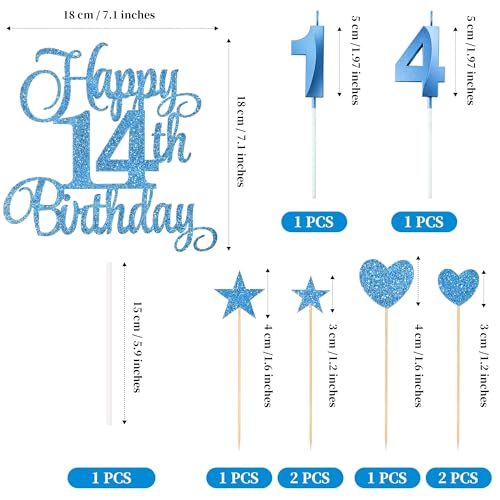 14th Birthday Cake Decorations (9 Count)