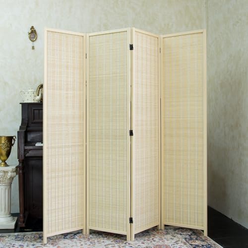 4 Panel Bamboo Room Divider (Beige / 4 Panel)