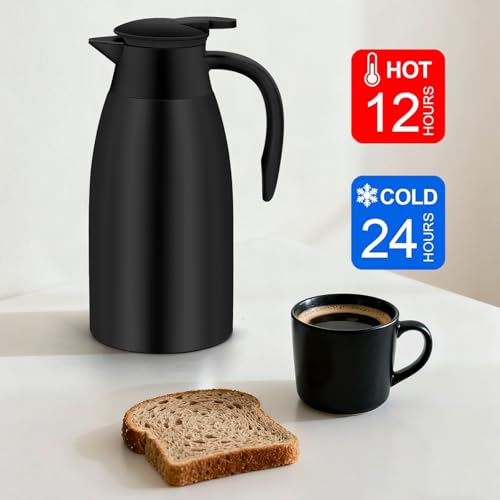 70oz Thermal Coffee Carafe Insulated Coffee Thermo (Silver&Black)