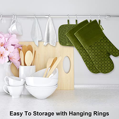 Oven Mitts and Pot Holders 6pcs Set (Olive Drab)
