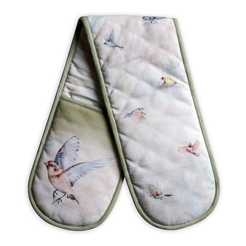 Double Oven Mitts 100% Cotton Double Oven Glove (070 - Flying Birds / 7" x 35" (Double Oven Mitt))