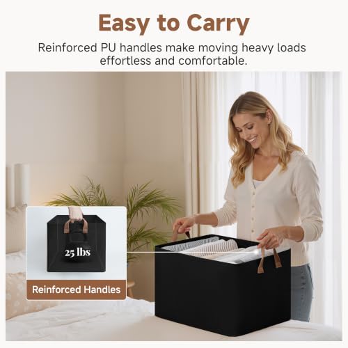 Fabric Storage Bins (Black / 19" L x 13 ¼" W x 11" H)