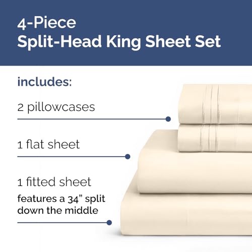 Flex Top Split Head King 4 Piece Sheet Set (10 - Off White / Split Head/Flex Top)