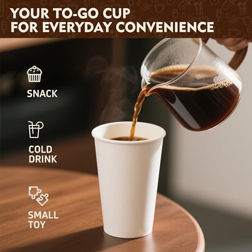 16 oz 200 Pack White Disposable Paper Coffee Cups (White / 16 oz)