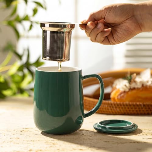 20 OZ Porcelain Tea Mug with Infuser and Lid (Sage Green)