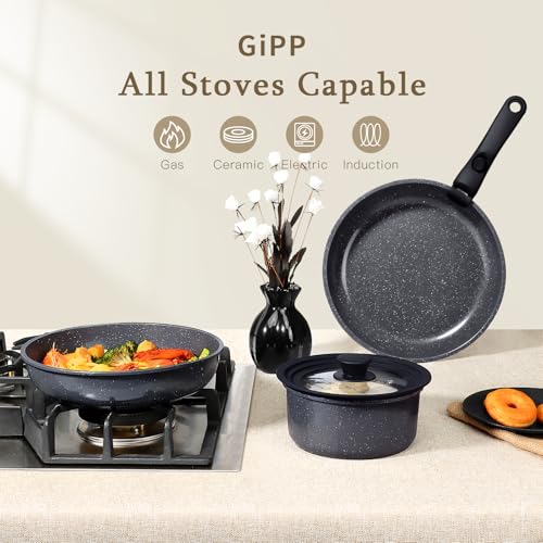 Pots and Pans Set Non Stick (Dark Gray / 21PCS-Big Size)