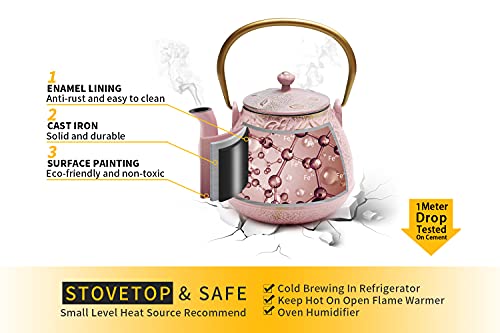 Japanese Cast Iron Teapot with Infuser (1 Quarts / Blush Pink)