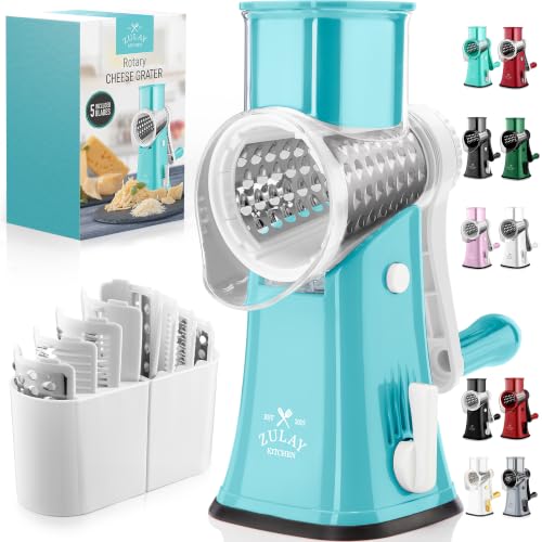 Rotary Cheese Grater Manual Hand Crank 5 Blade Shredder