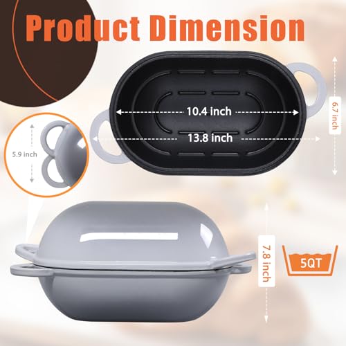 2.5 QT Enameled Cast Iron Sourdough Bread Oven (Light Gray / 2.5 QT)