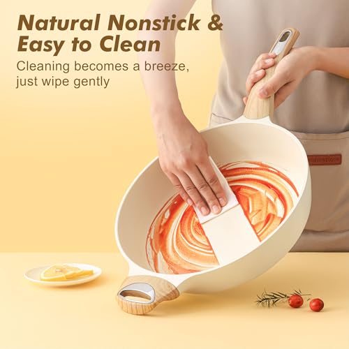 Ceramic Nonstick Frying Pan Skillet with Lid (3.8QT / 10.5IN / Ceramic White)