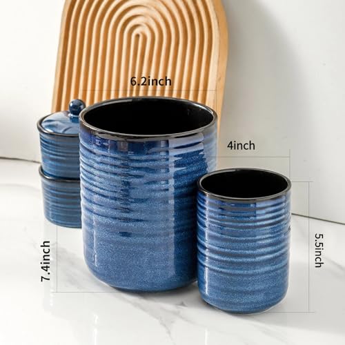 Ceramic Utensil Holder Set of 2 (Navy Blue(2 pcs))