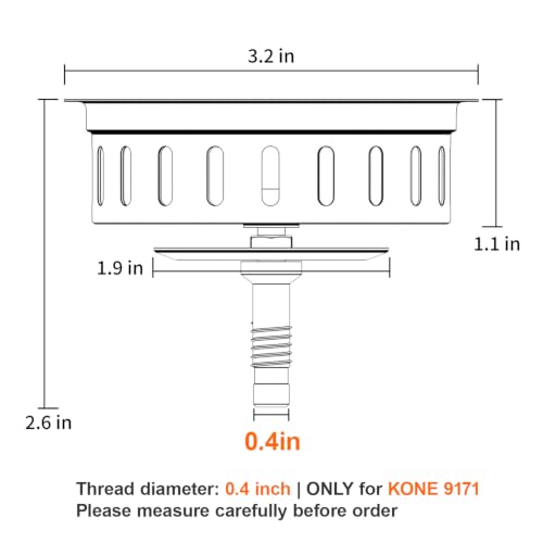 Kitchen Sink Stopper Strainer Replacement for KONE 9171 Standard 3