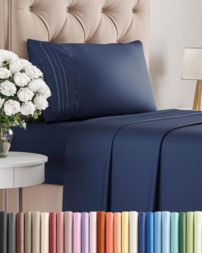 Twin Size 3 Piece Sheet Set (18 - Navy Blue / Twin)