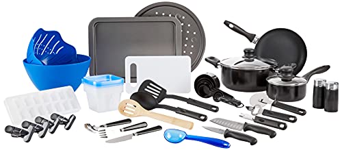 Back to Basics Nonstick Aluminum Cookware Set (59-Piece / Black (59pc))