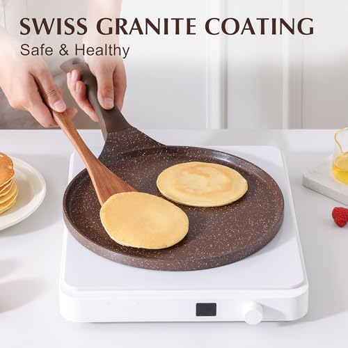 12 Inch Nonstick Crepe Pan Granite Coating Pancake Pan Brown (Toffee Brown / 12 Inch)