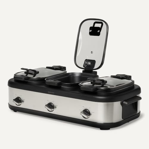 Triple Slow Cooker with Ceramic Nonstick Coating (Ceramic coating)