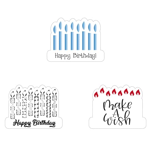 Cookie Cutter and Stencil Bundle Royal Icing Cookies Stencils Paint Your Own Biscuit Bakery Starter Kits Royal Icing Fondant Cutters Birthday Wedding Holiday Cookies Painting Coloring Pages Comb (Happy Birthday Candle)