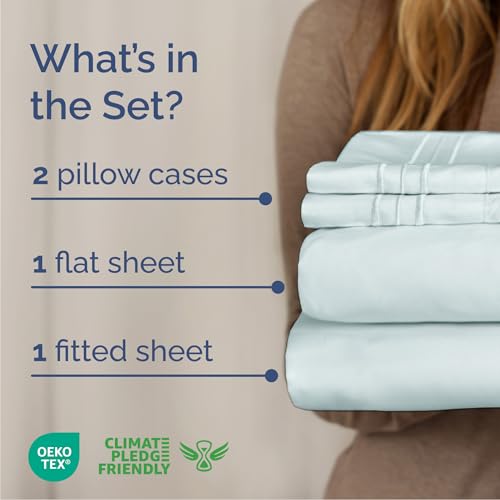 Queen Size 4 Piece Sheet Set (23 - Ice Blue / Queen)