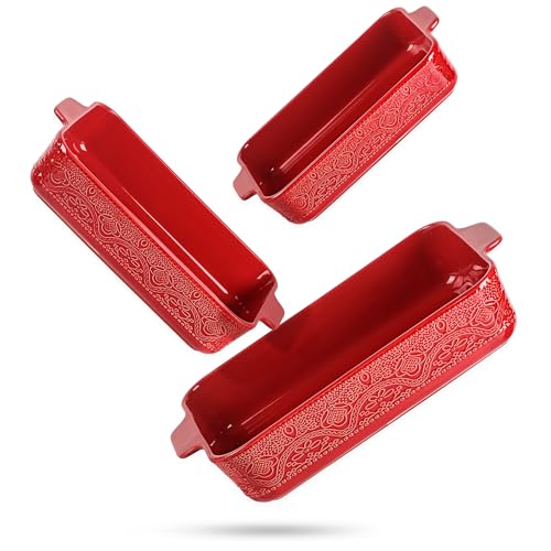 Ceramic Baking Dish Set of 3 (Christmas Red)