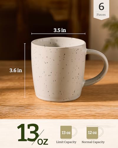 Coffee Mugs Set of 6 (Meteor-Creamy White / 6 Count (Pack of 1))