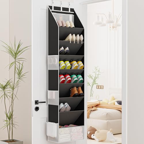 Shoe Storage Over the Door Shoe Organizer (Black / 2 Pack)