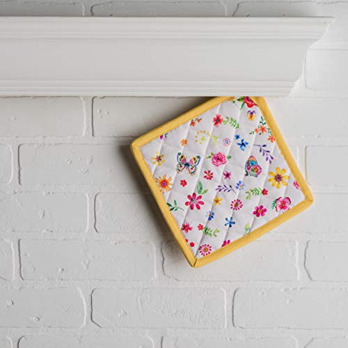 Pot Holders 100% Cotton Potholders (034 - Happy Florals - Sweety / 8" x 8" (Pot Holder Pack of 1))