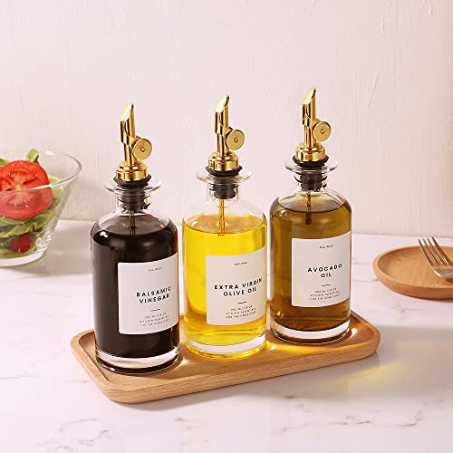 Oil and Vinegar Dispenser with Metal Pour Spout (350ml, Set of 2 Bottles / Silver)