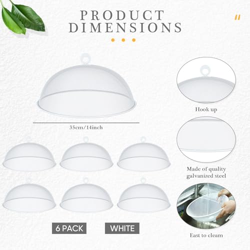 6 Pcs Metal Mesh Food Cover Outdoor Food Tents (White / 14 Inch)