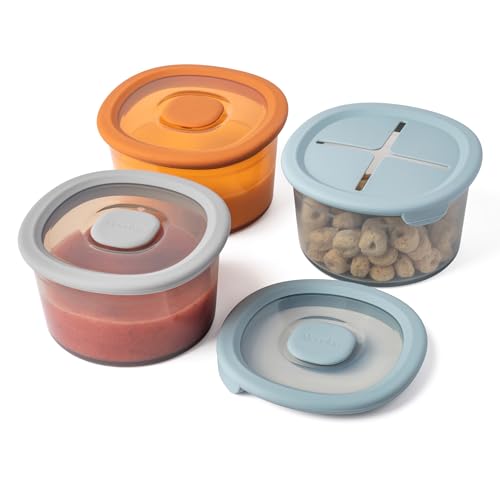 Silicone Snack Containers for Kids (3Pack-Clay/Lunar Grey/Ether)