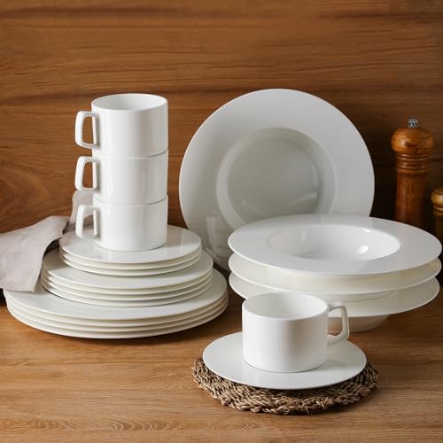 Sylvie 20 Pieces Bone China Dinnerware Set (Sylvie - White / 20 Piece Service for 4)