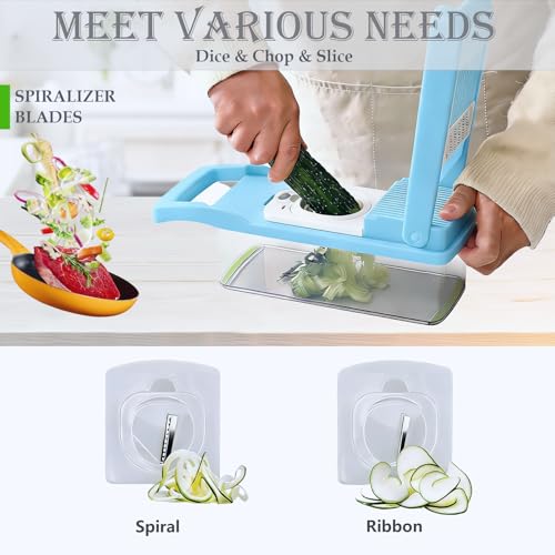 Vegetable Chopper Mandoline Slicer Home Kitchen Appliance Essential Gadget (Blue)
