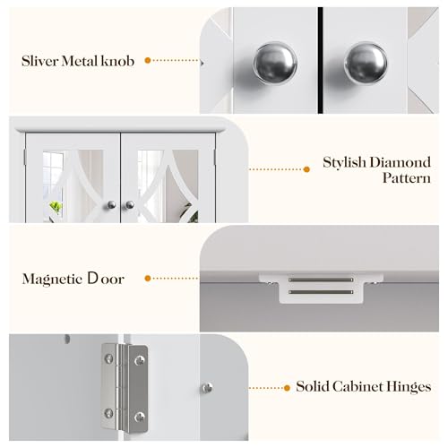 22x25 Bathroom Medicine Cabinet with Mirror (White / 5.1"D x 22"W x 25.6"H)
