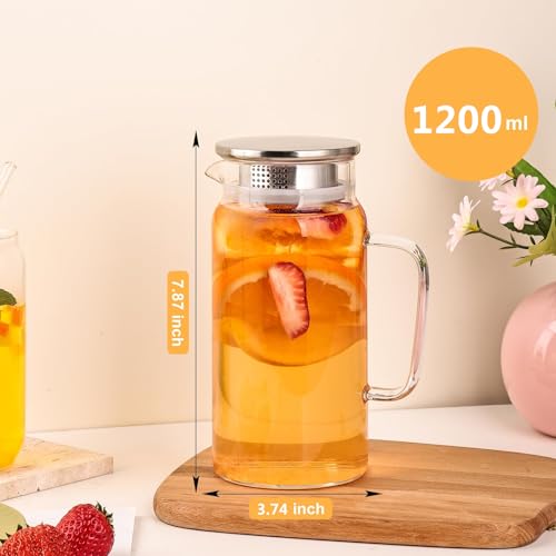 Set of 2 Glass Pitcher with Lid (1500ml)