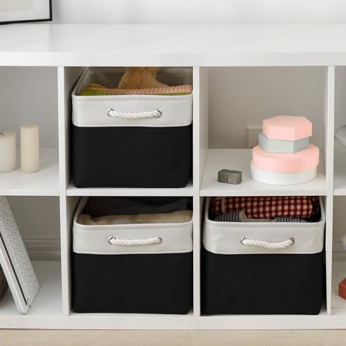 Organization and Storage Basket for Organizing (White & Black / 3PCS/X Large -17.7Lx13.8Wx9.8H)