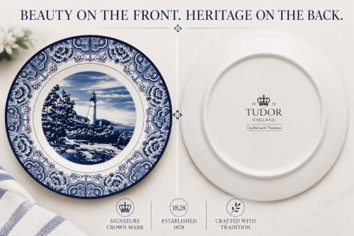 Royal 12 Piece Porcelain Dinnerware Set for 4 (Light House Dark Blue / 12)