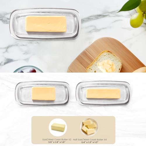 Modern Minimalist Clear Butter Dish with Lid for Countertop