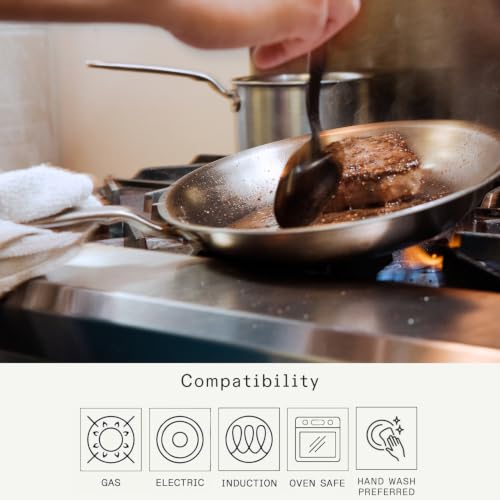 Cookware - 2-Piece Stainless Clad Frying Pan Set - 5-Ply Stainless Clad with Stay-Cool Handle - Professional Cookware - Crafted in Italy - Induction Compatible (2-Piece Set (10", 12"))