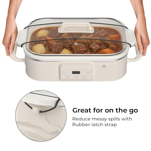 4 Quart Casserole Programmable Slow Cooker with Ceramic Baking Dish (Oatmeal)