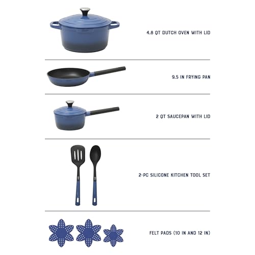 Platinum Amberton 10 Piece Cast Aluminum Pots and Pans PFA Free Ceramic Non Stick Cookware Set (Blue (Amberton) / 10-Piece Cookware Set)