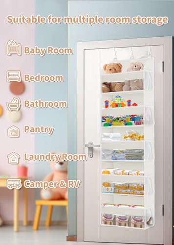 1 Pack Over The Door Storage Organizer with 5 Large Pockets (1 Pack / Beige)