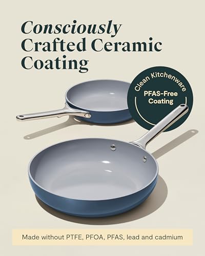 Ceramic Fry Pan Duo with Glass Lids (1x 10.5 IN & 1x 8 IN / Sage)