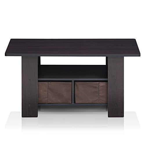 Andrey Coffee Table with Bin Drawer (Dark Walnut / 2 Bin)