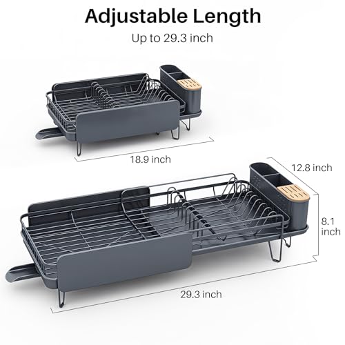 Large Dish Drying Rack for Kitchen Counter (Gray)