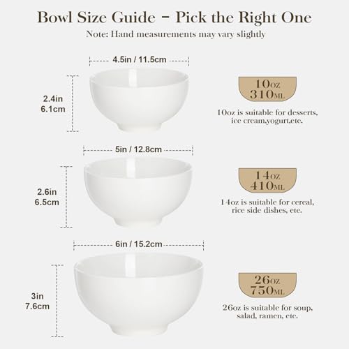 26 Oz White Ceramic Soup Bowls of 4 (White / 26OZ (4PCS ))