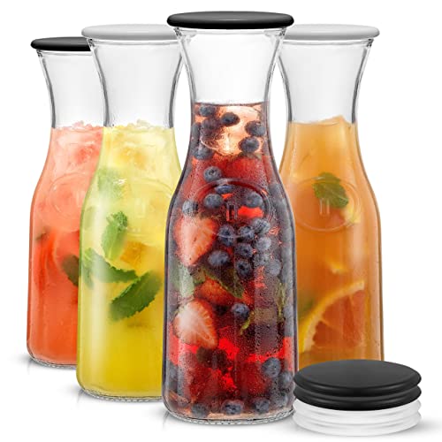 Glass Carafe with Lid (Set of 4, 36 Ounces each)