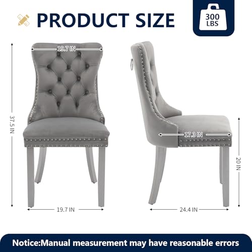 Grey Velvet Dining Chairs Set of 6 (Light Gray)